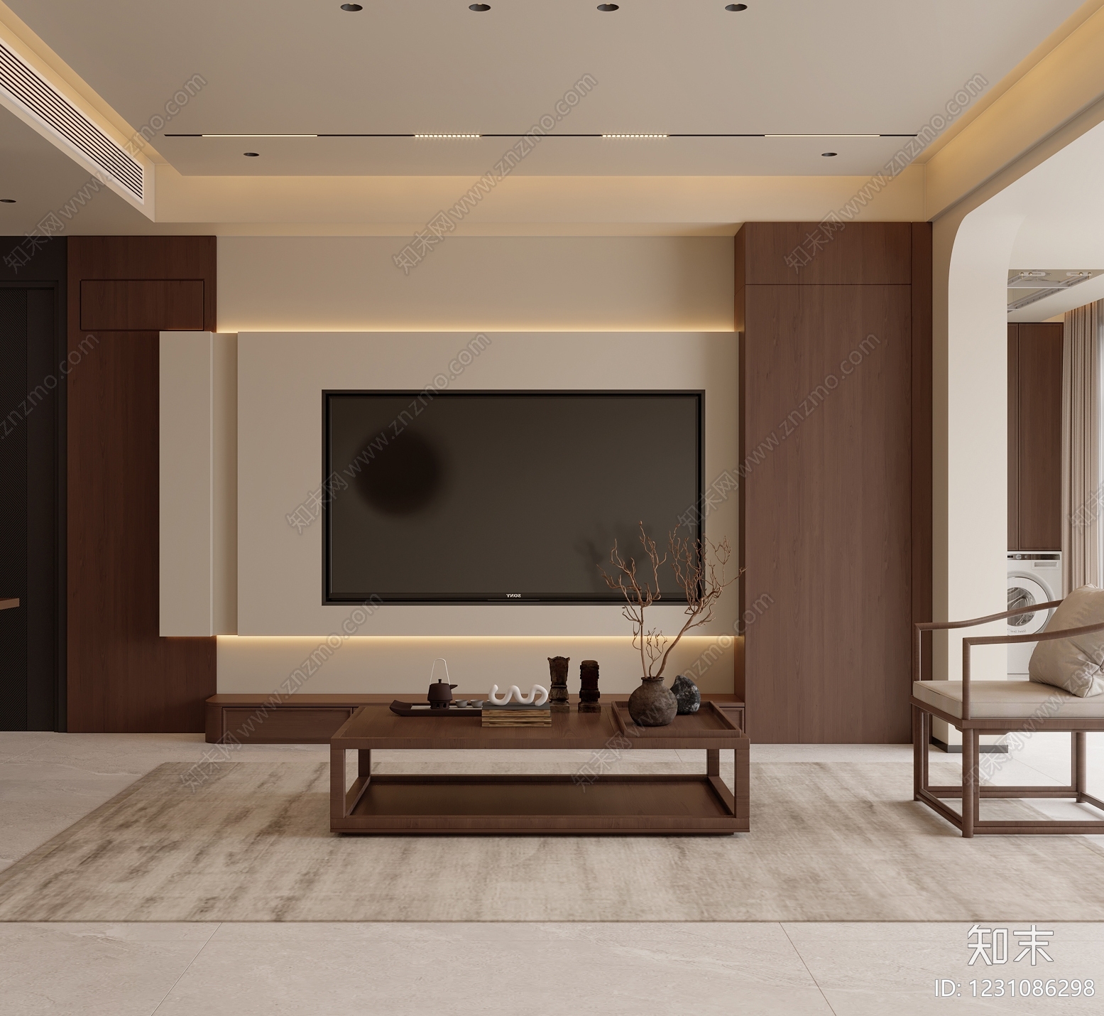 新中式宋式客餐厅3D模型下载【ID:1231086298】