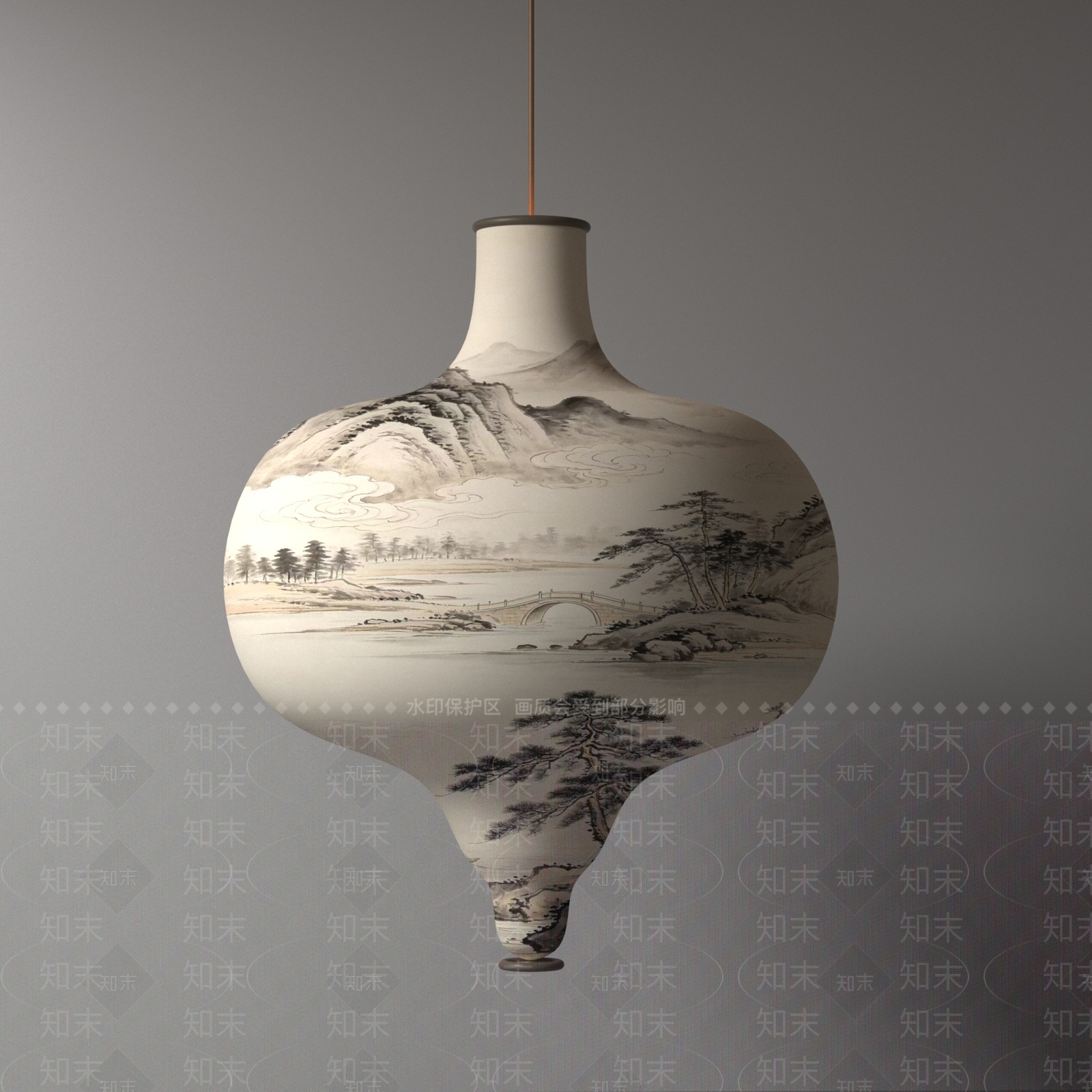 新中式艺术吊灯3D模型下载【ID:1231087325】