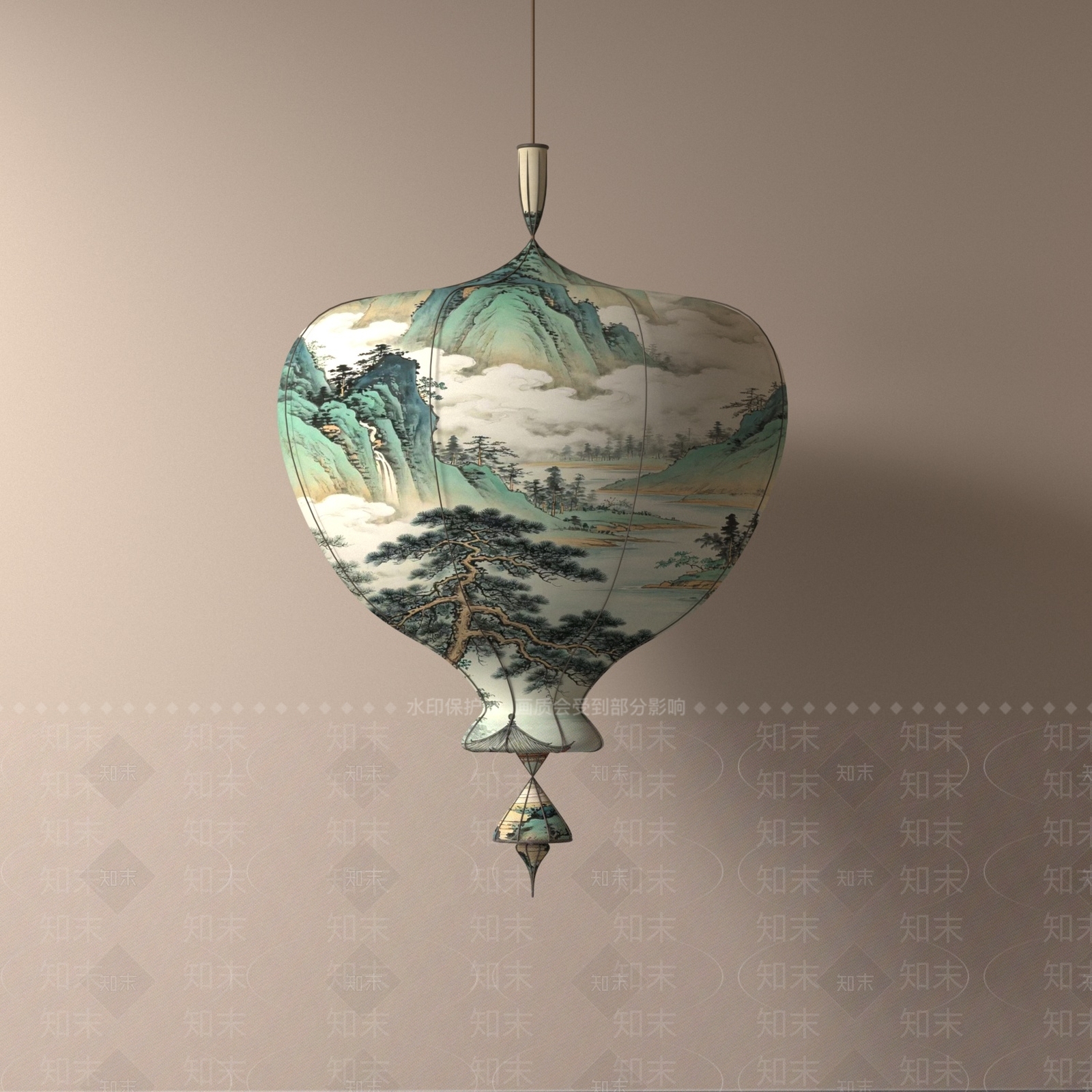 新中式艺术吊灯3D模型下载【ID:1231087446】
