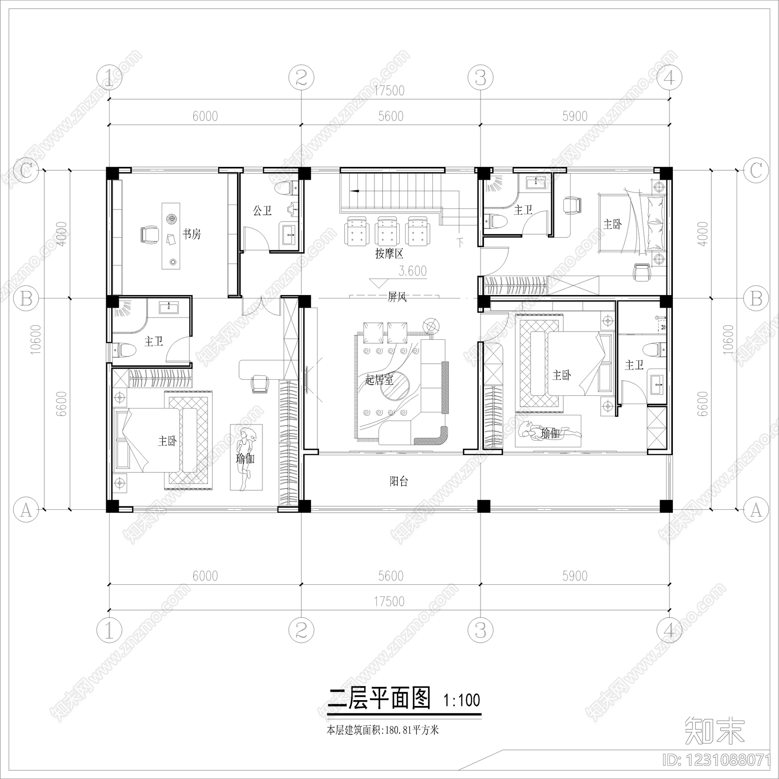 别墅建筑cad施工图下载【ID:1231088071】