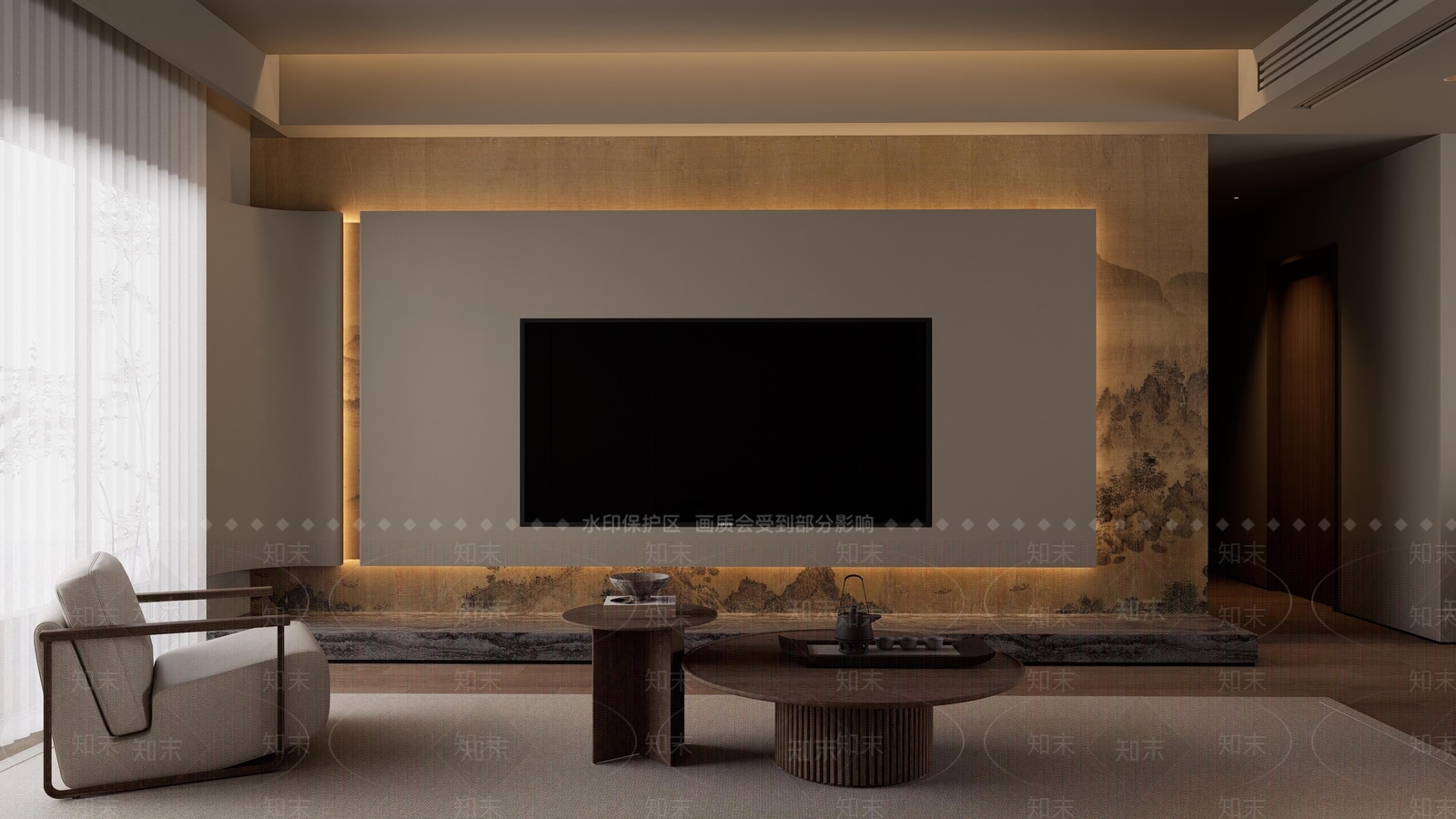 新中式家居客厅SU模型下载【ID:1231088625】