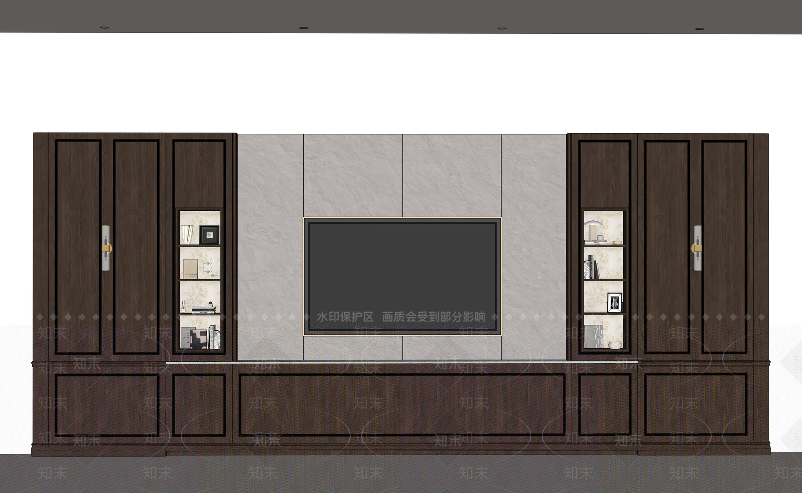中古风背景墙SU模型下载【ID:1231091147】