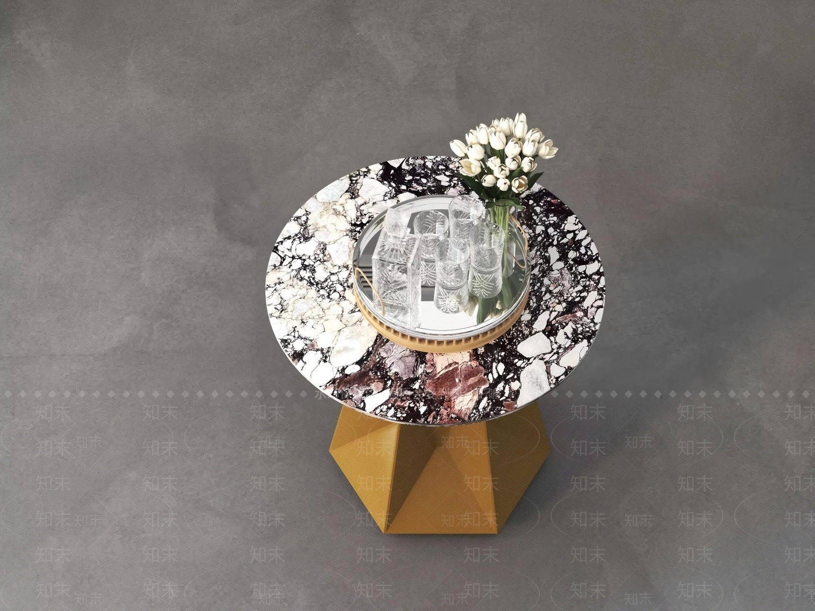 轻奢边几3D模型下载【ID:1231092697】