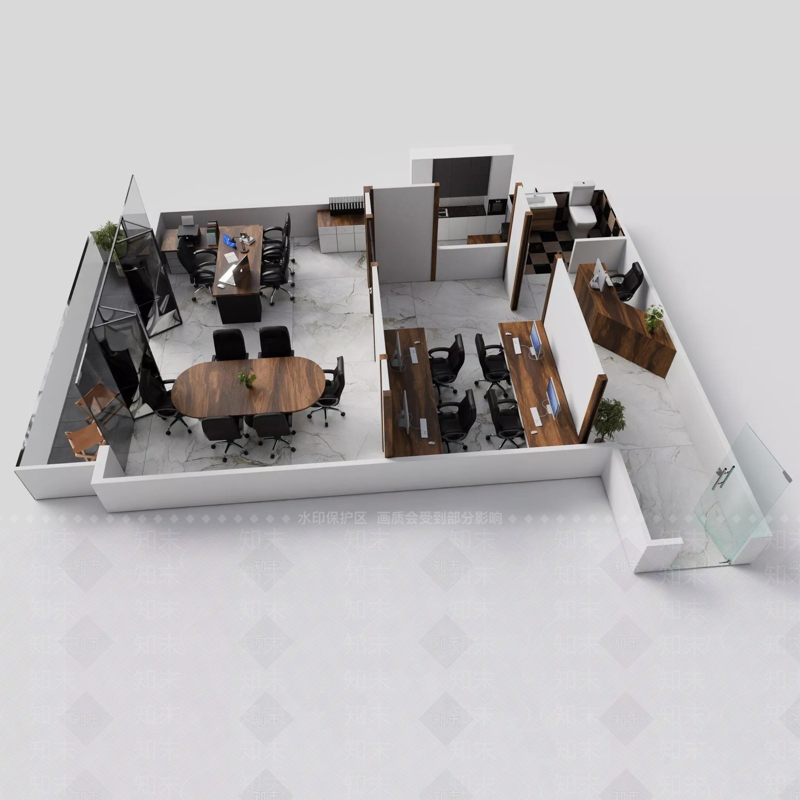 现代简约办公室3D模型下载【ID:1231093009】