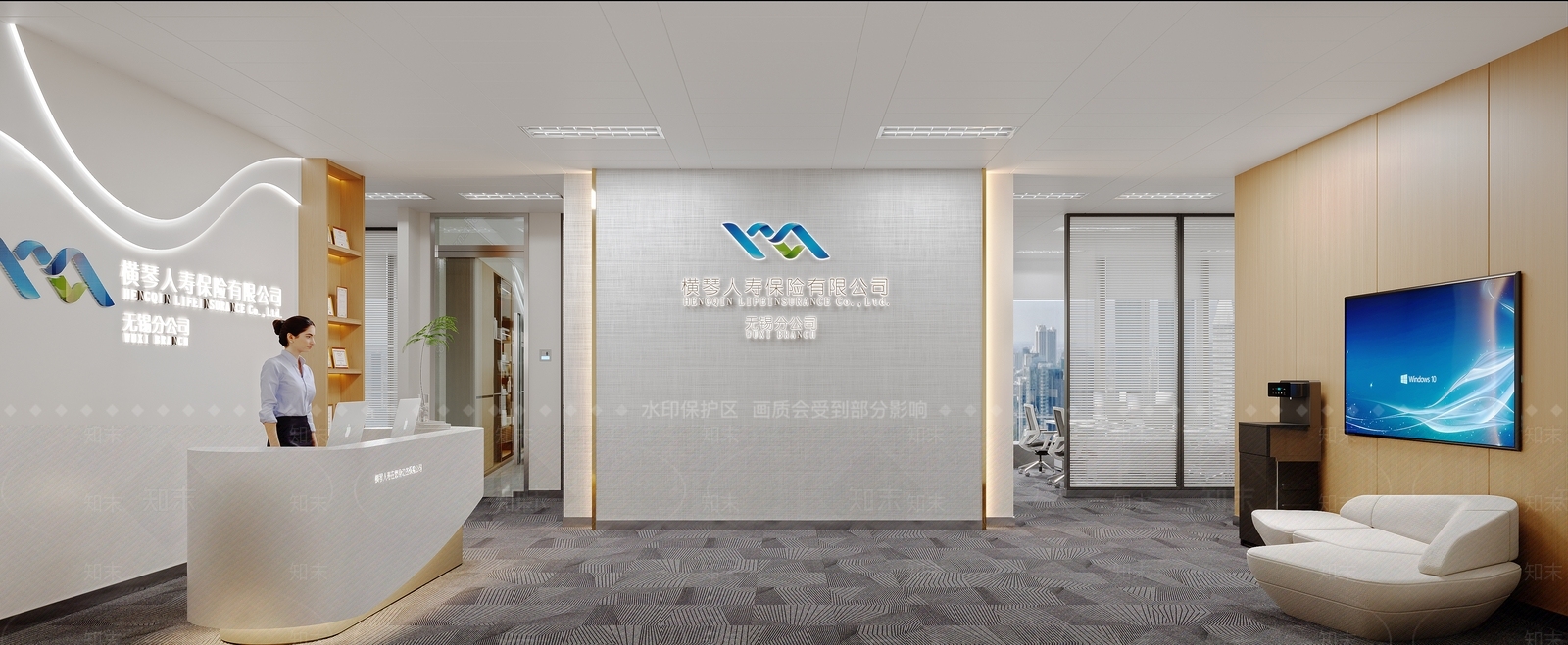 现代简约办公区3D模型下载【ID:1231093365】