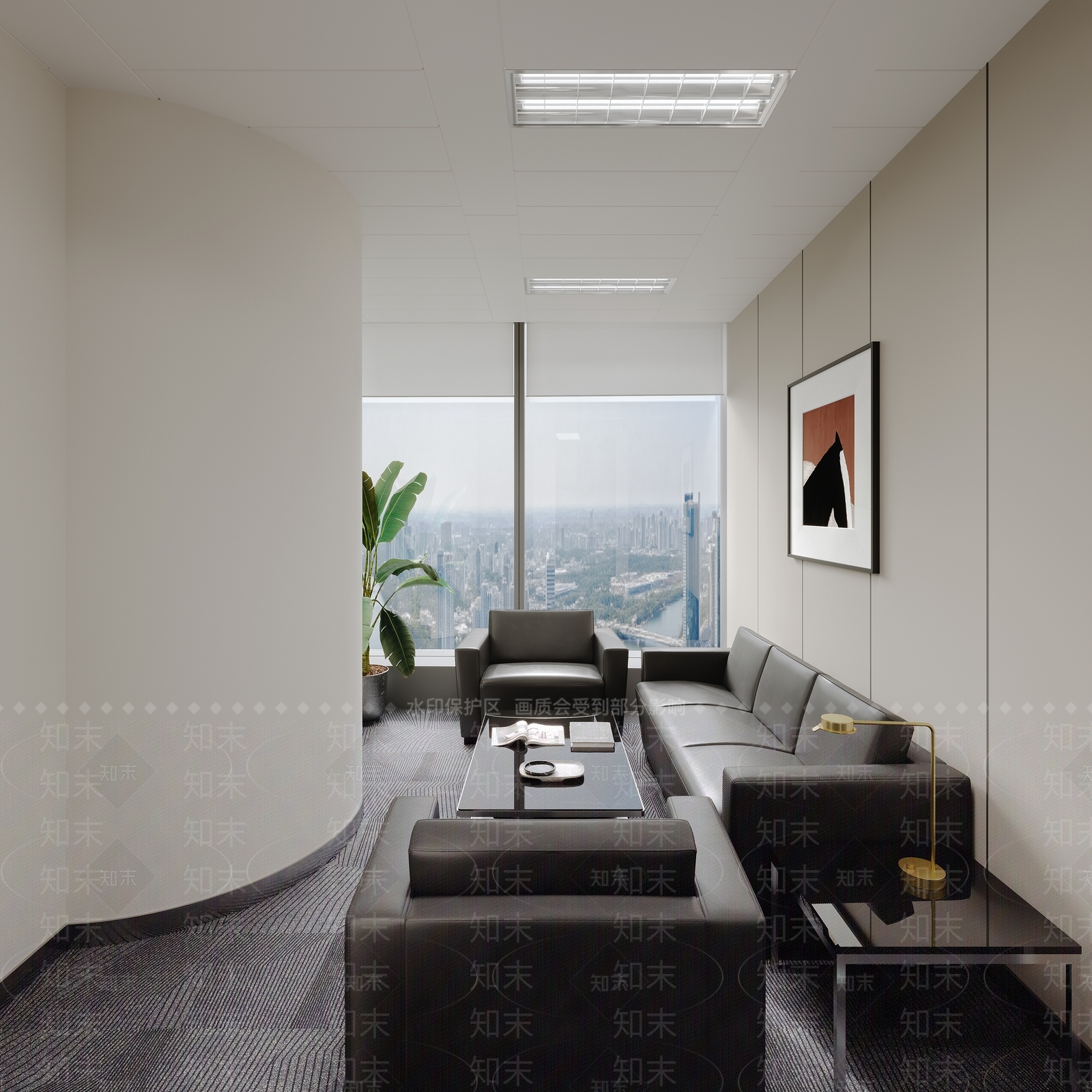 现代简约办公区3D模型下载【ID:1231093365】