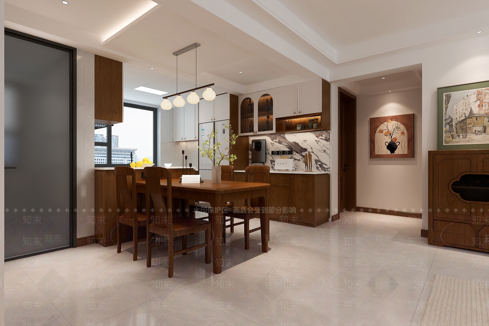 新中式家居餐厅3D模型下载【ID:1231094365】