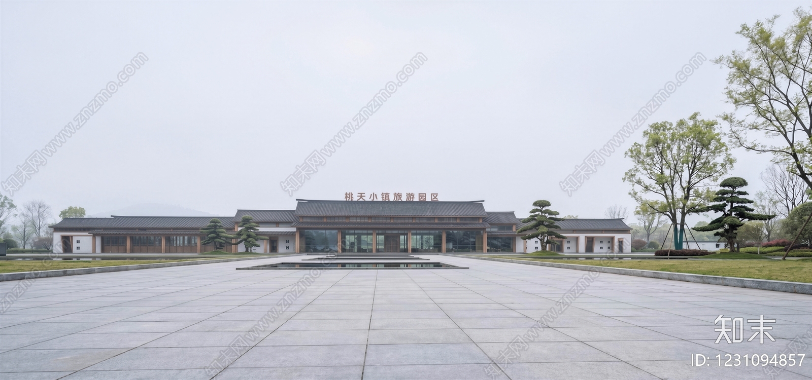 新中式景观其他商业建筑SU模型下载【ID:1231094857】