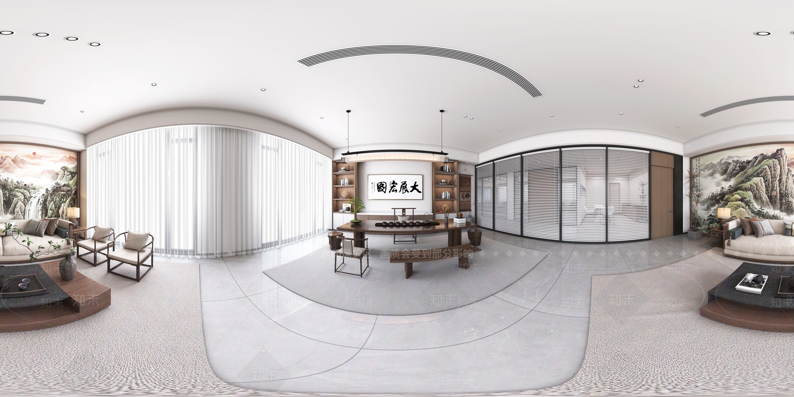 新中式董事长办公室3D模型下载【ID:1231098669】