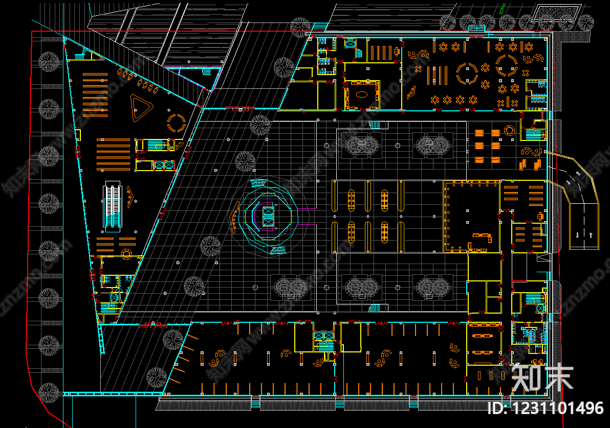 图书馆建筑cad施工图下载【ID:1231101496】