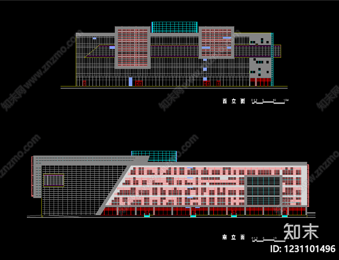 图书馆建筑cad施工图下载【ID:1231101496】