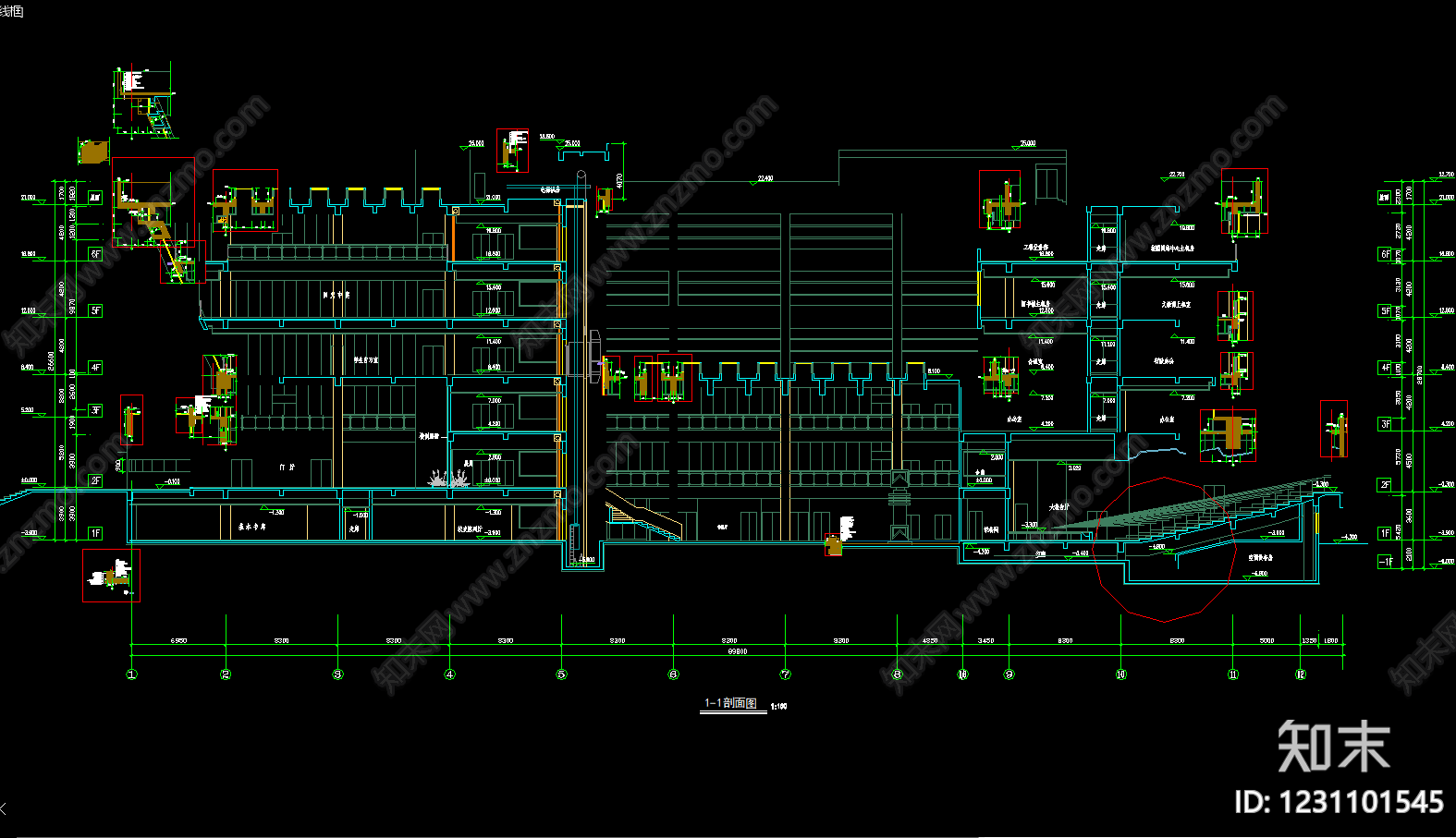 图书馆建筑cad施工图下载【ID:1231101545】