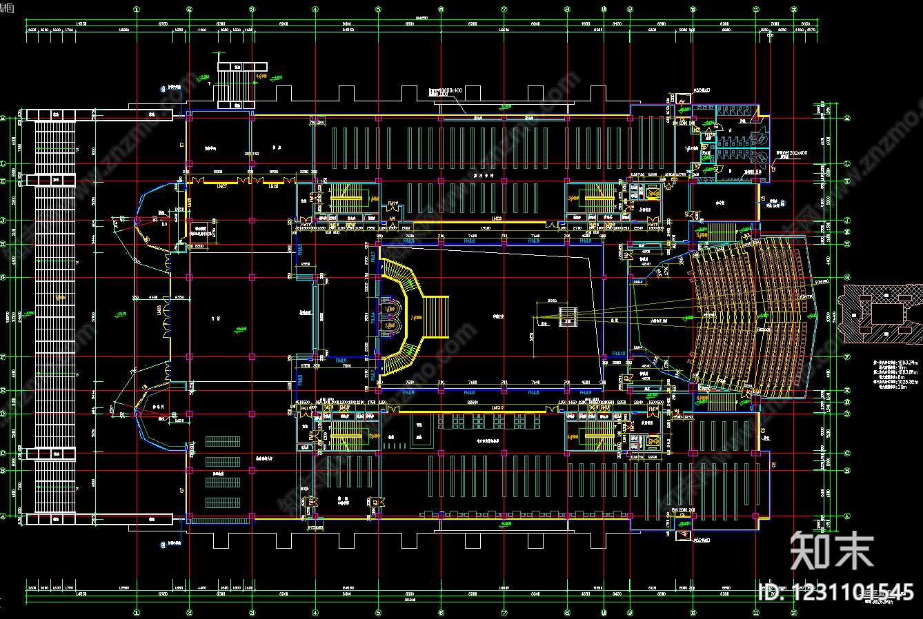 图书馆建筑cad施工图下载【ID:1231101545】