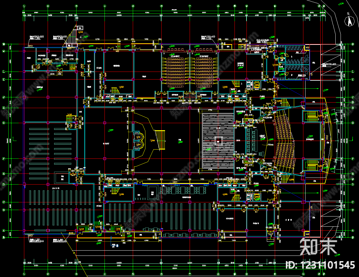 图书馆建筑cad施工图下载【ID:1231101545】