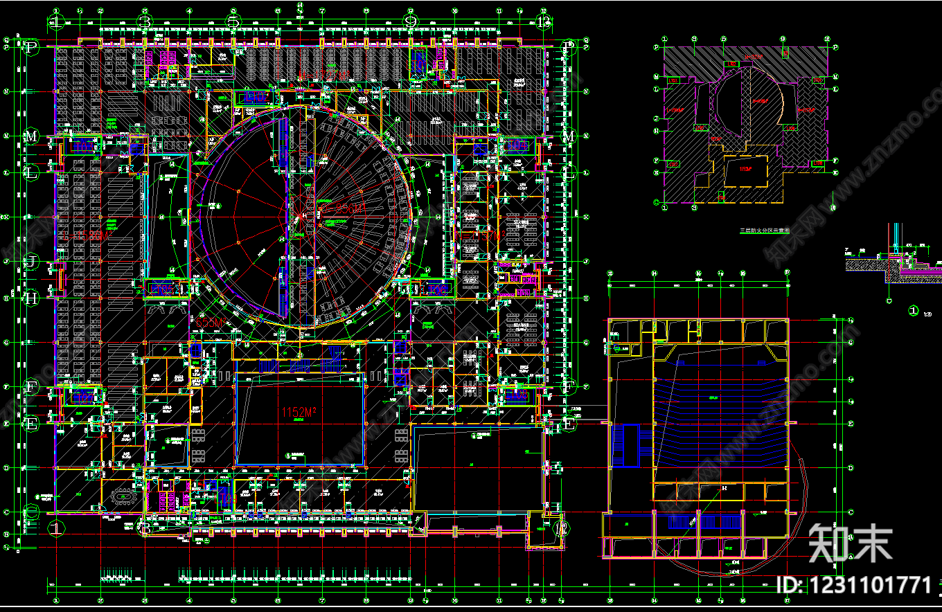 图书馆建筑cad施工图下载【ID:1231101771】