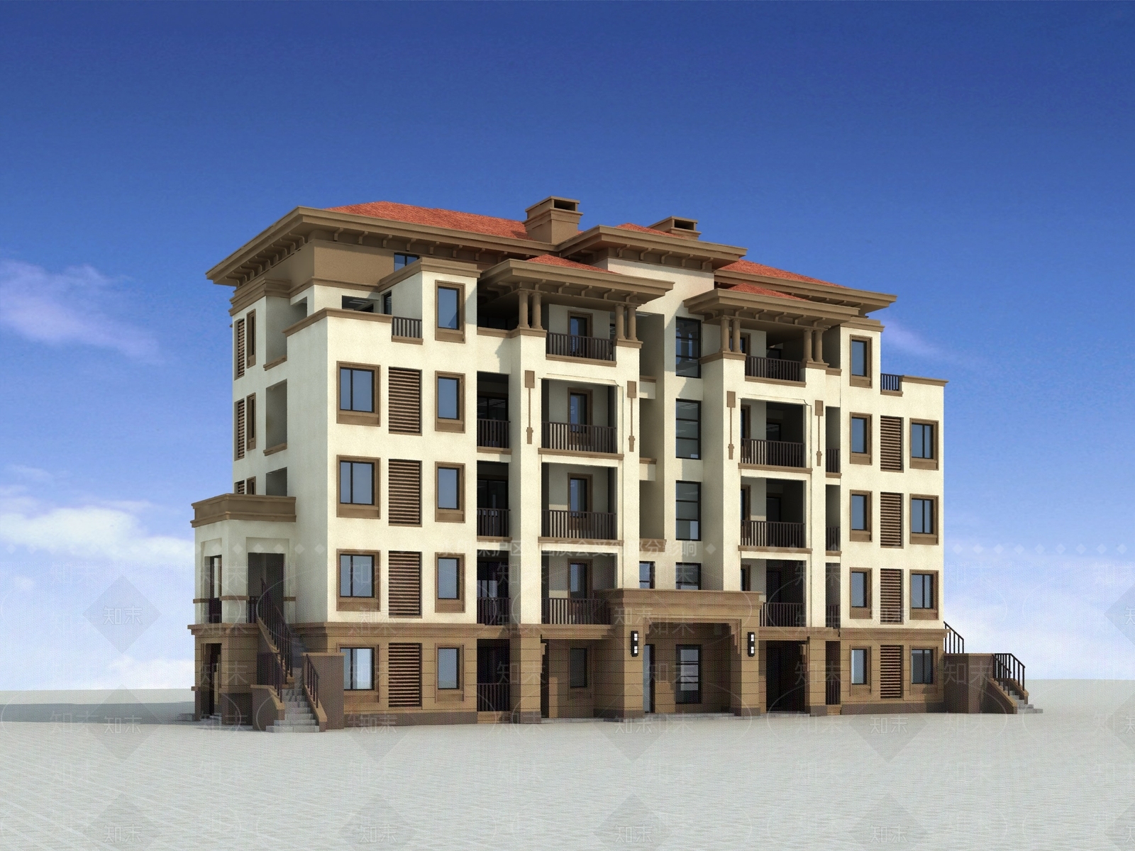欧式多层住宅楼3D模型下载【ID:1231103343】