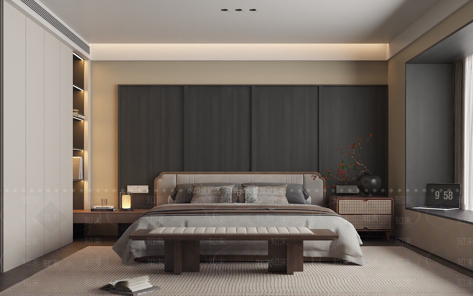 新中式主卧3D模型下载【ID:1231111143】