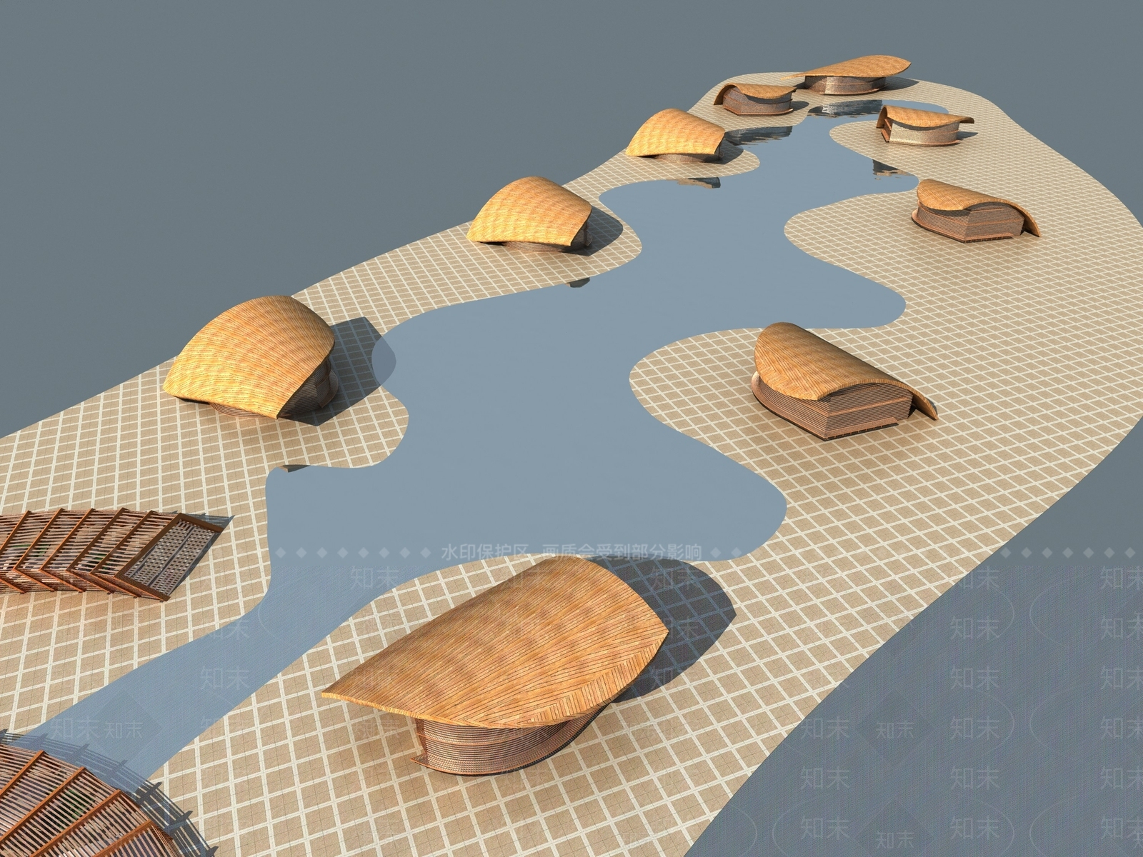 有机现代主义艺术风格建筑3D模型下载【ID:1231113323】