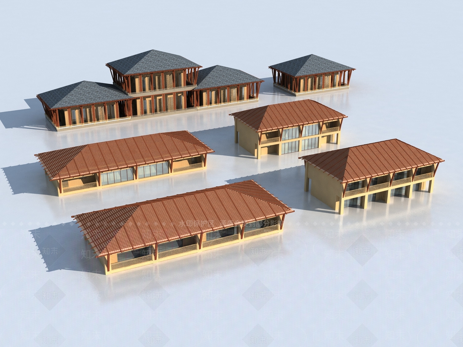 新中式民宿3D模型下载【ID:1231114991】