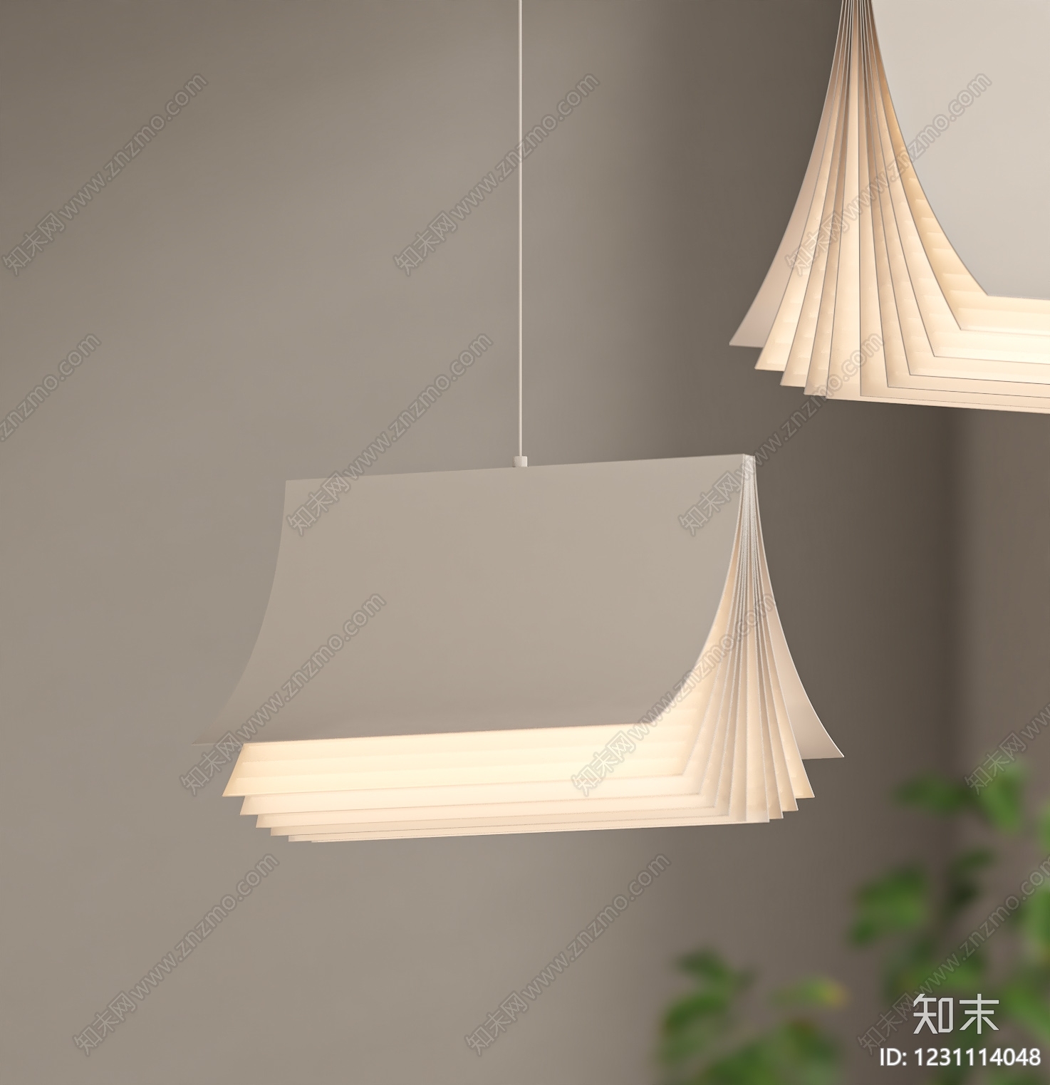 奶油风艺术吊灯SU模型下载【ID:1231114048】