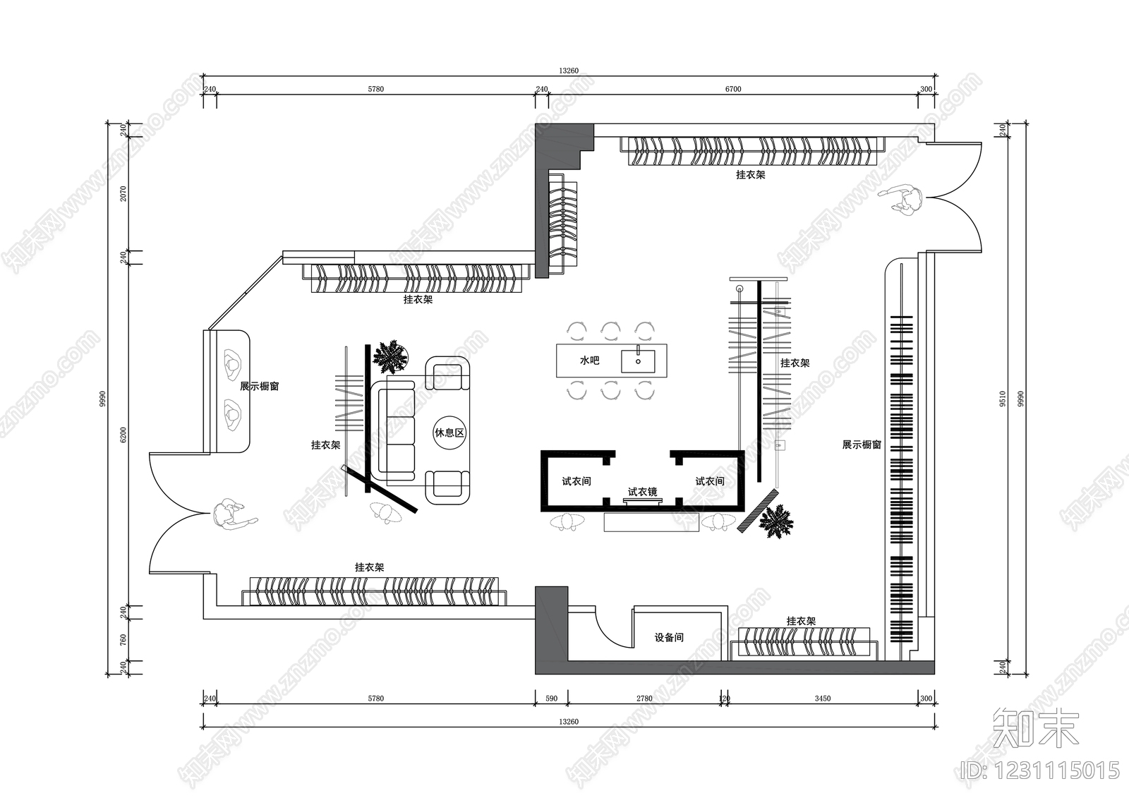 服装店cad施工图下载【ID:1231115015】