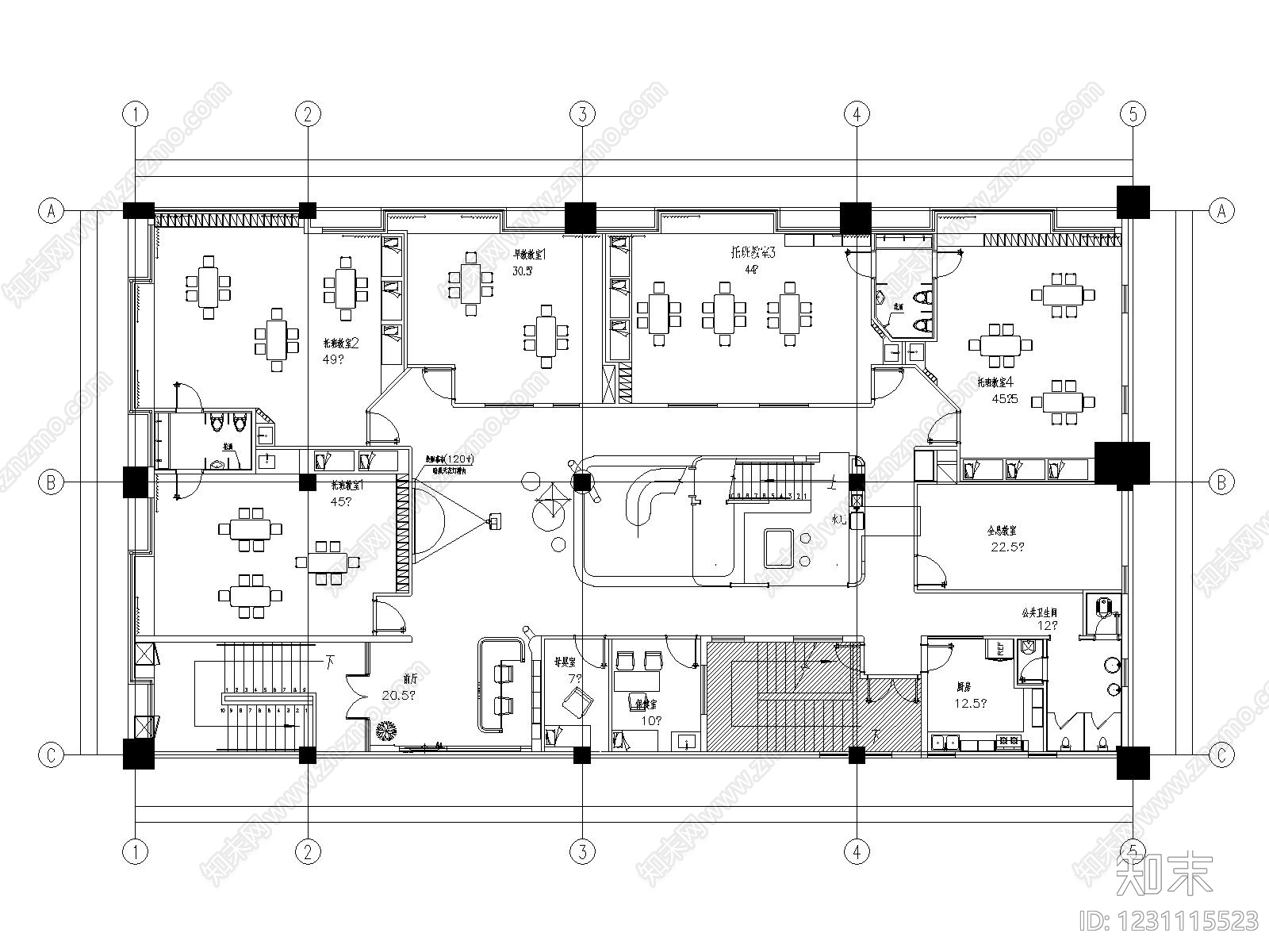幼儿园cad施工图下载【ID:1231115523】