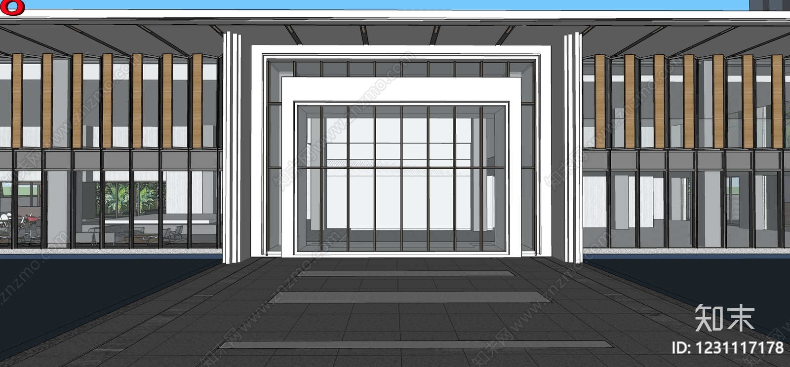 现代主义商业综合体景观SU模型下载【ID:1231117178】