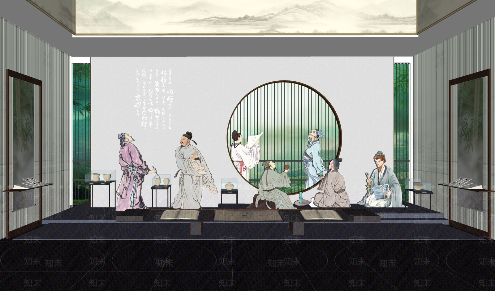 新中式历史展厅SU模型下载【ID:1231120946】