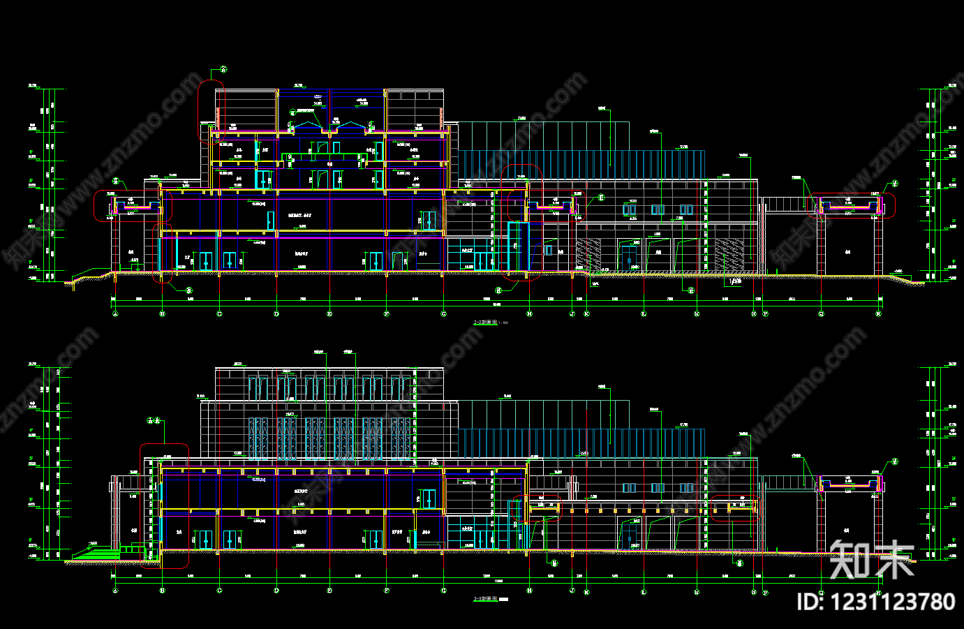 博物馆建筑cad施工图下载【ID:1231123780】