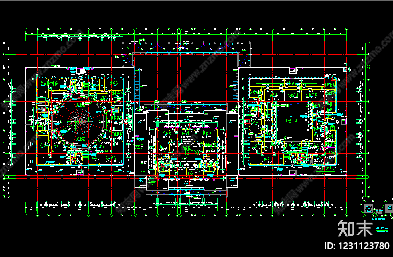 博物馆建筑cad施工图下载【ID:1231123780】