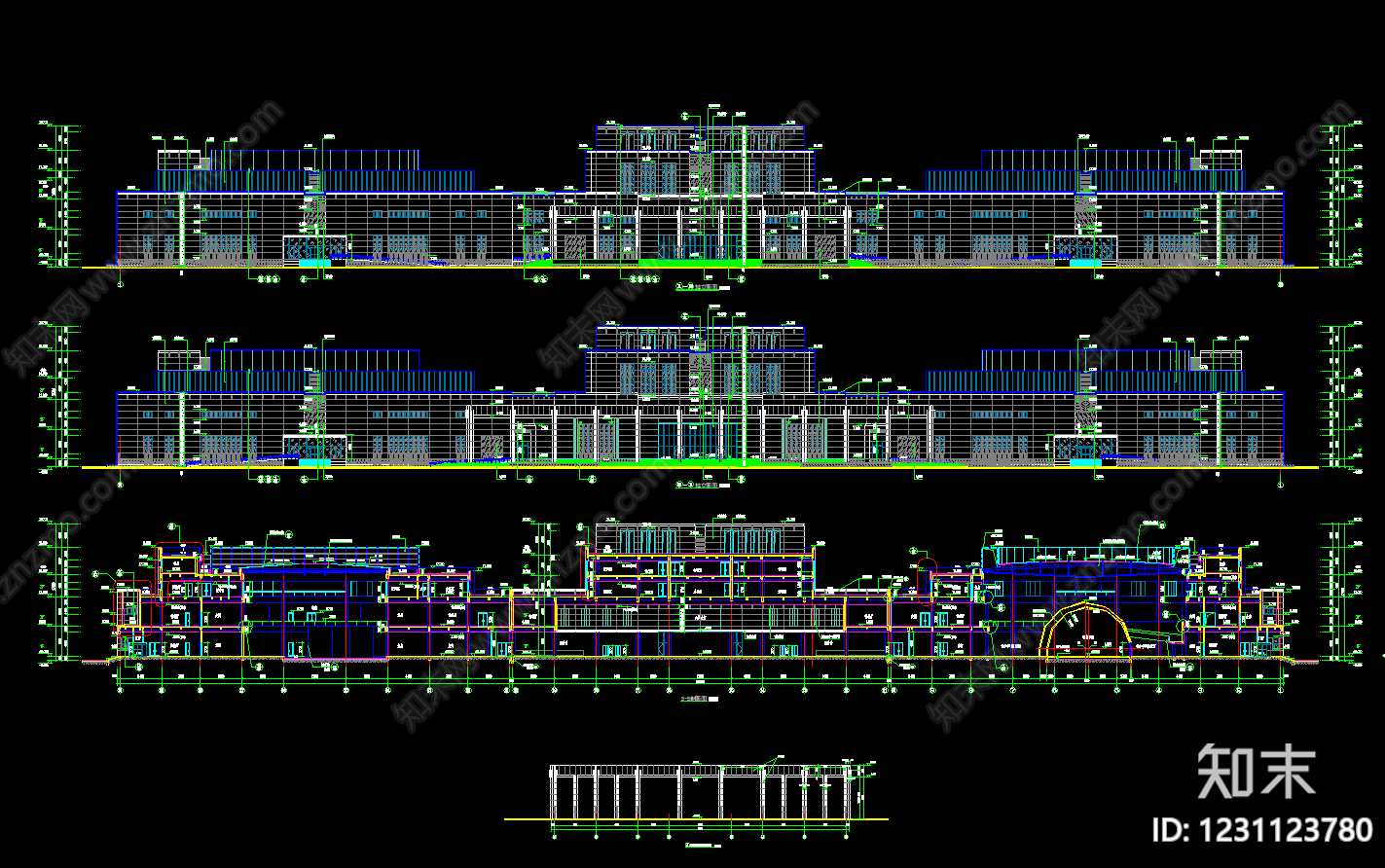 博物馆建筑cad施工图下载【ID:1231123780】