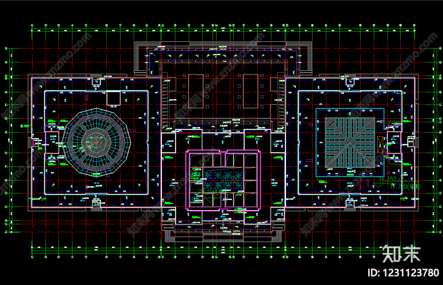 博物馆建筑cad施工图下载【ID:1231123780】