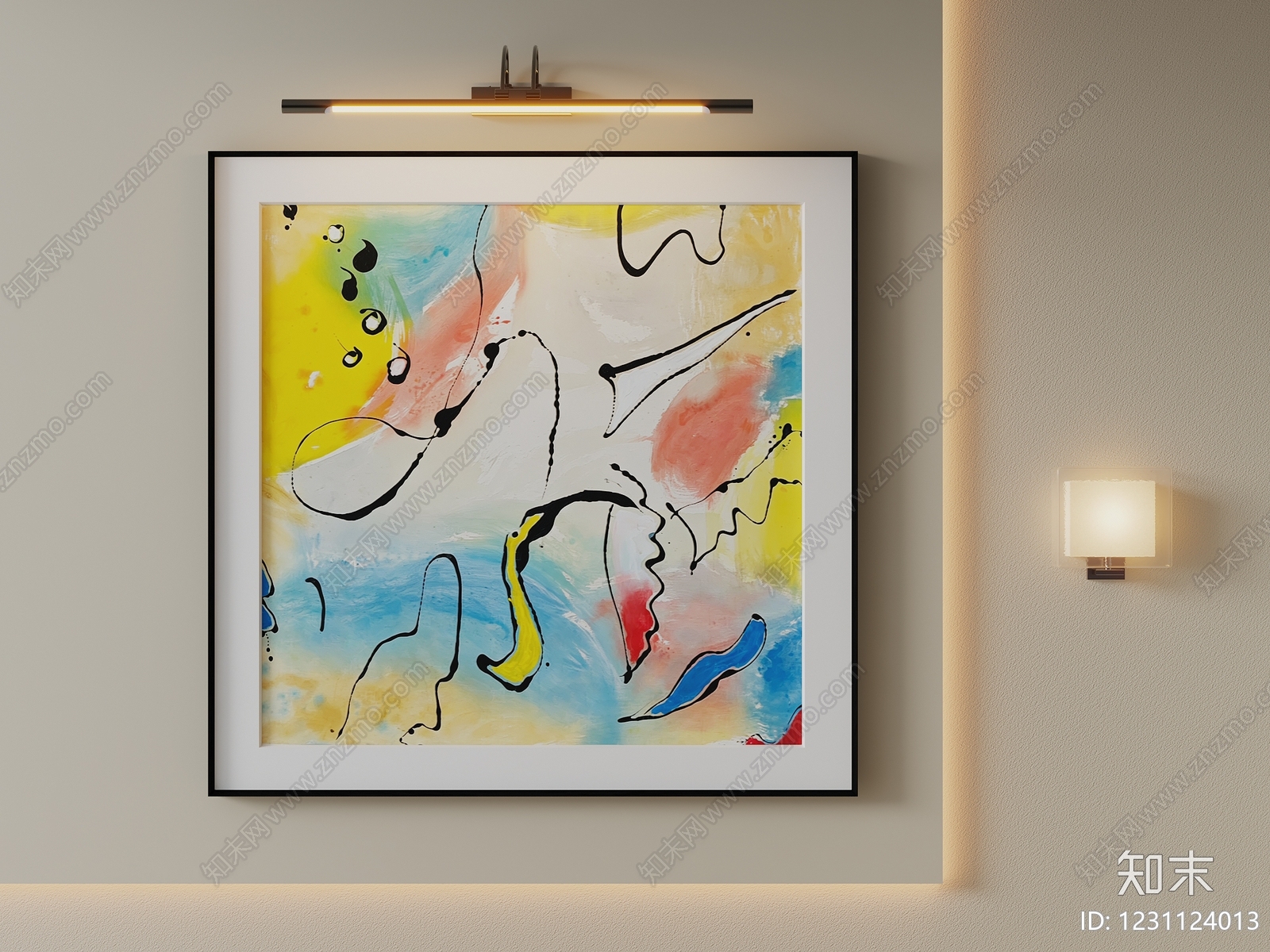 奶油风挂画SU模型下载【ID:1231124013】