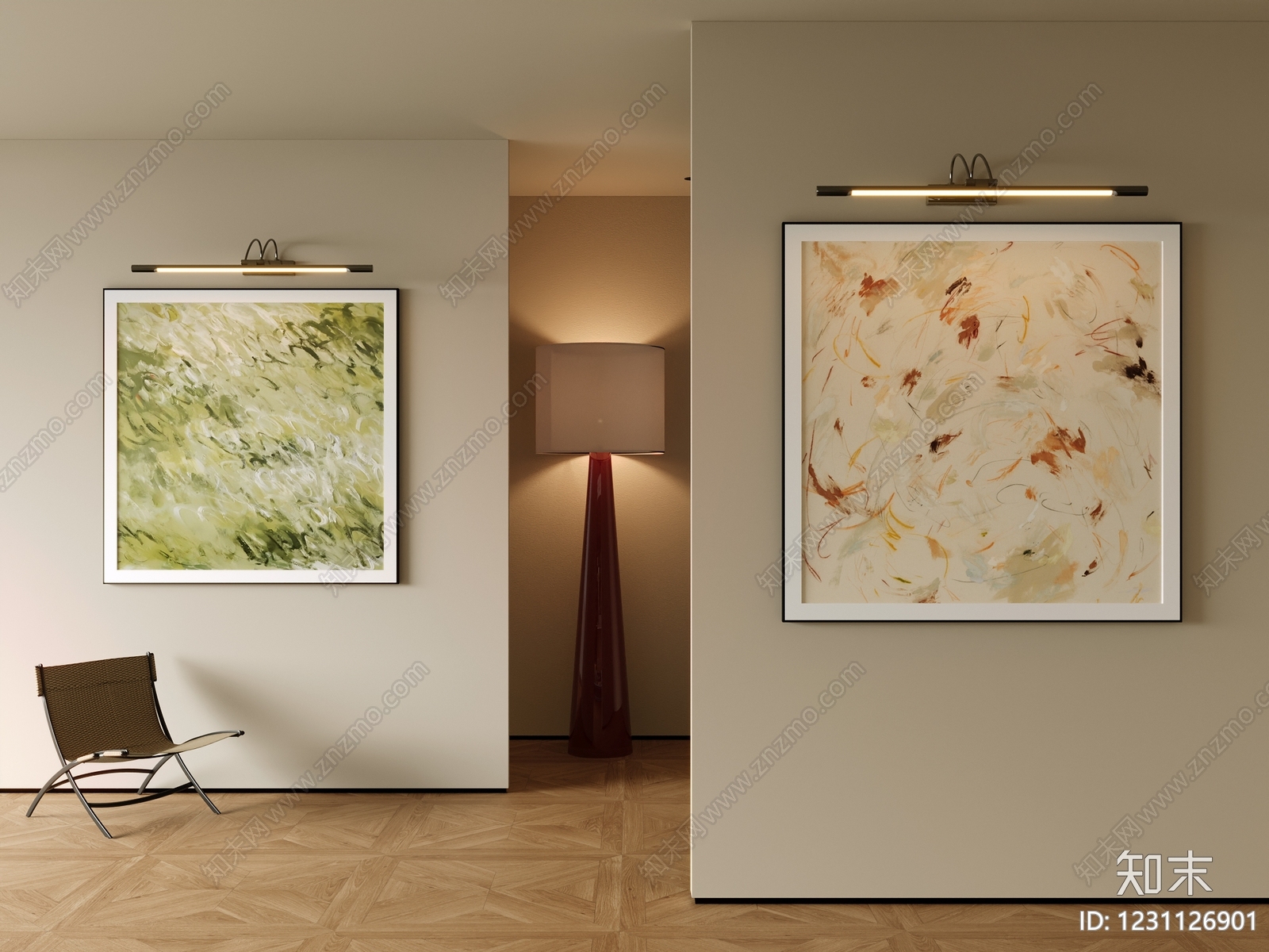 奶油风挂画SU模型下载【ID:1231126901】