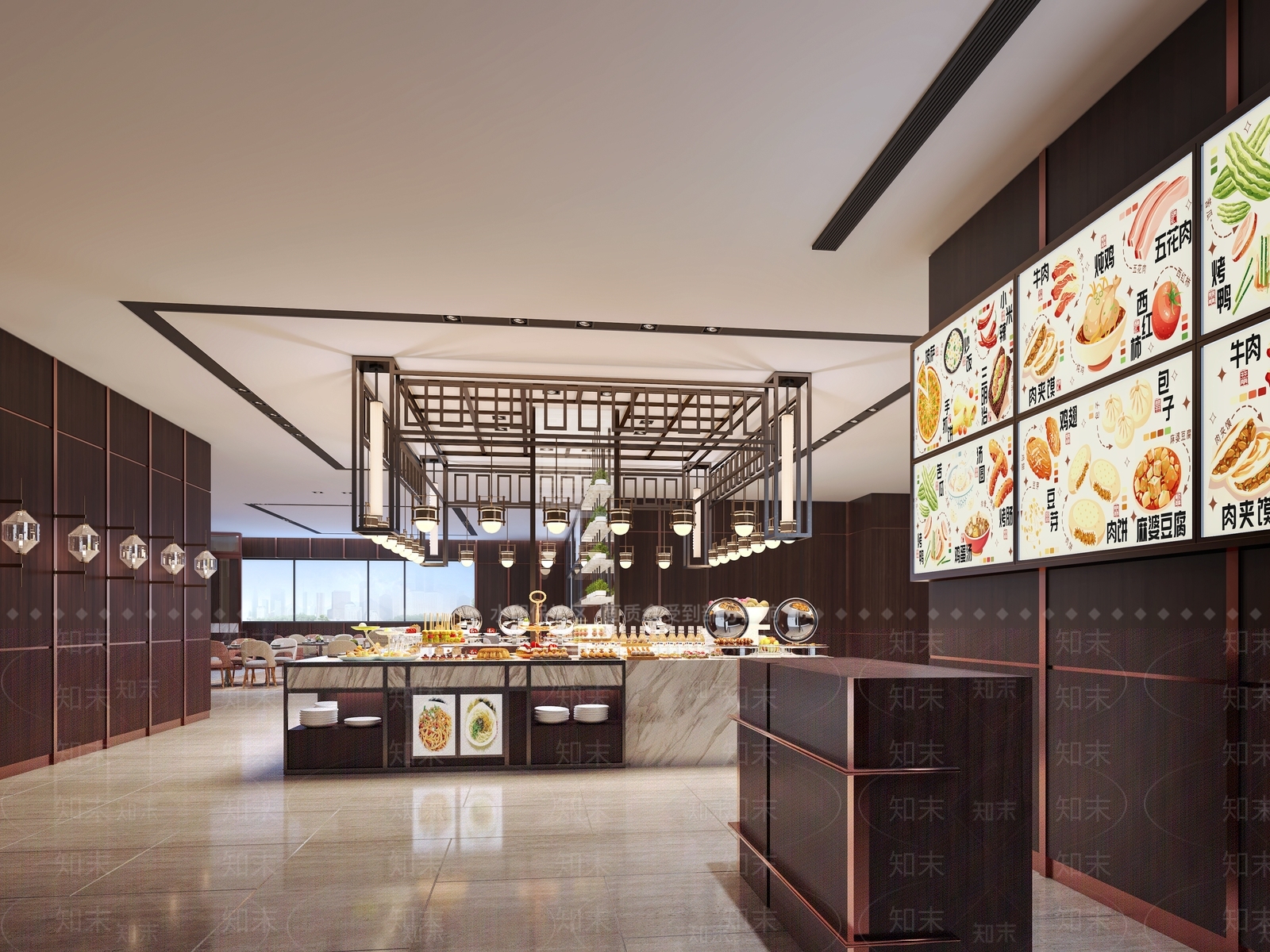 新中式自助餐厅3D模型下载【ID:1231127314】