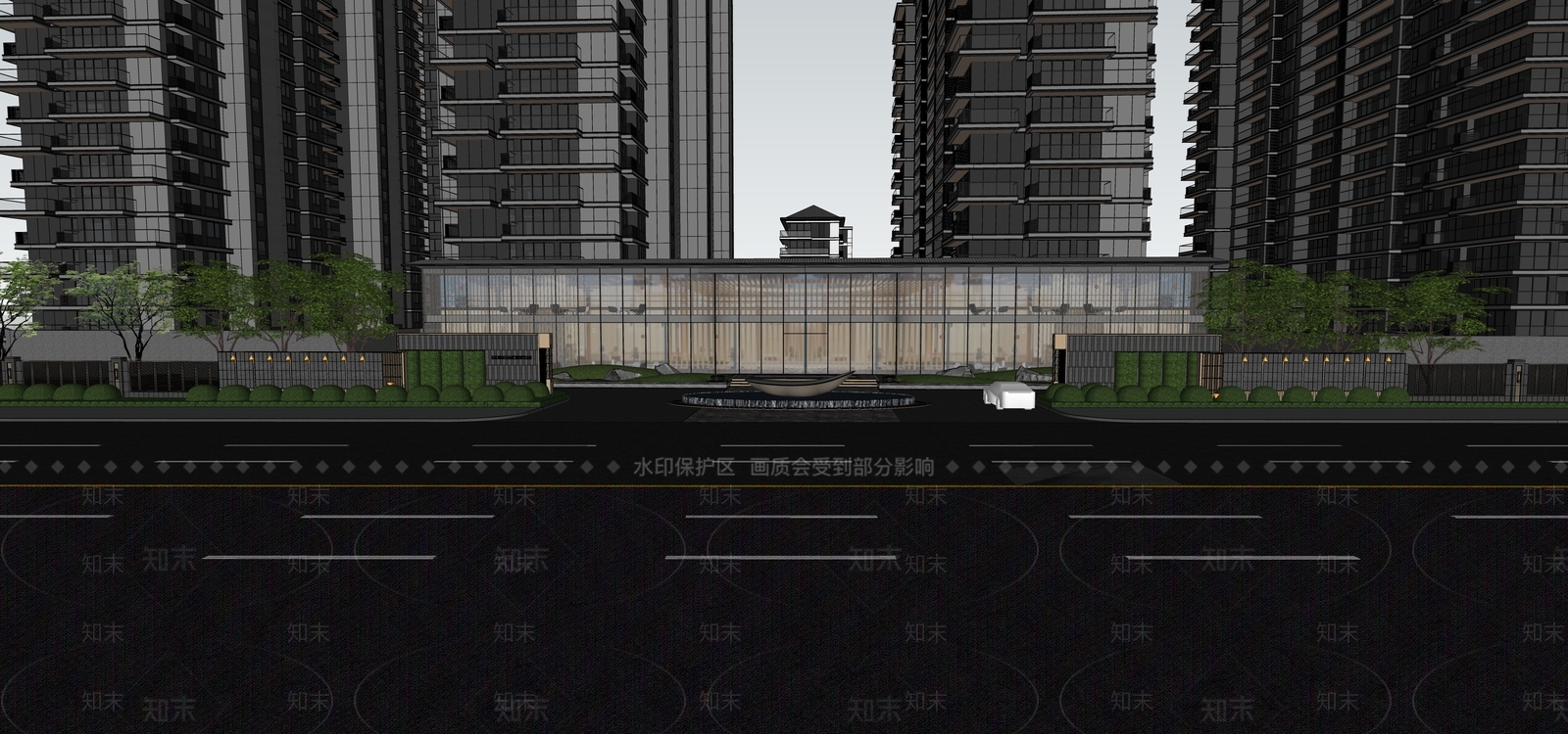 新中式景观小区景观SU模型下载【ID:1231128092】