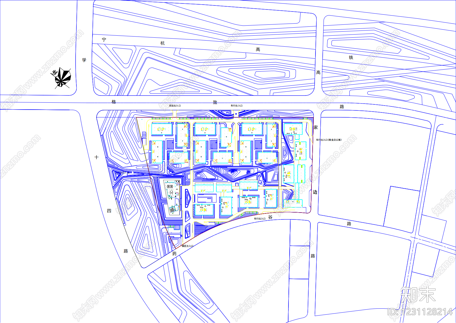 产业园建筑cad施工图下载【ID:1231128214】