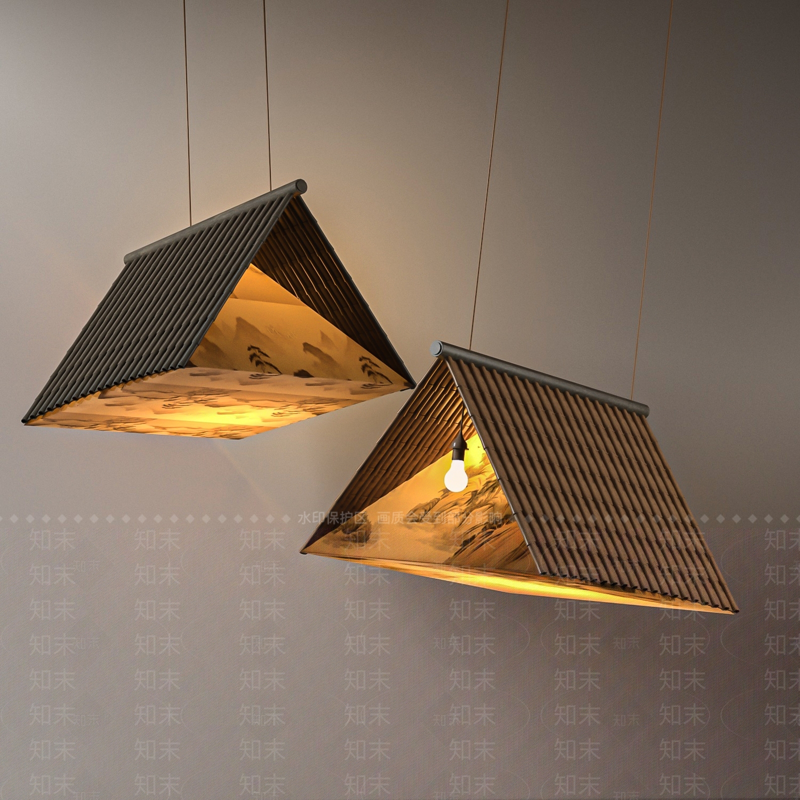 新中式艺术吊灯3D模型下载【ID:1231128647】
