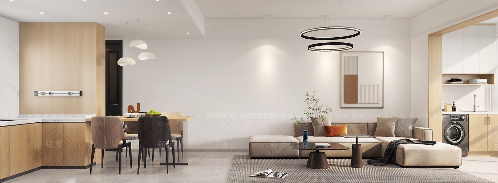 原木风别墅客餐厅3D模型下载【ID:1231129509】