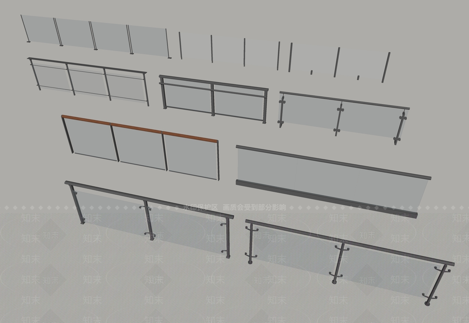 现代围栏护栏SU模型下载【ID:1231131210】
