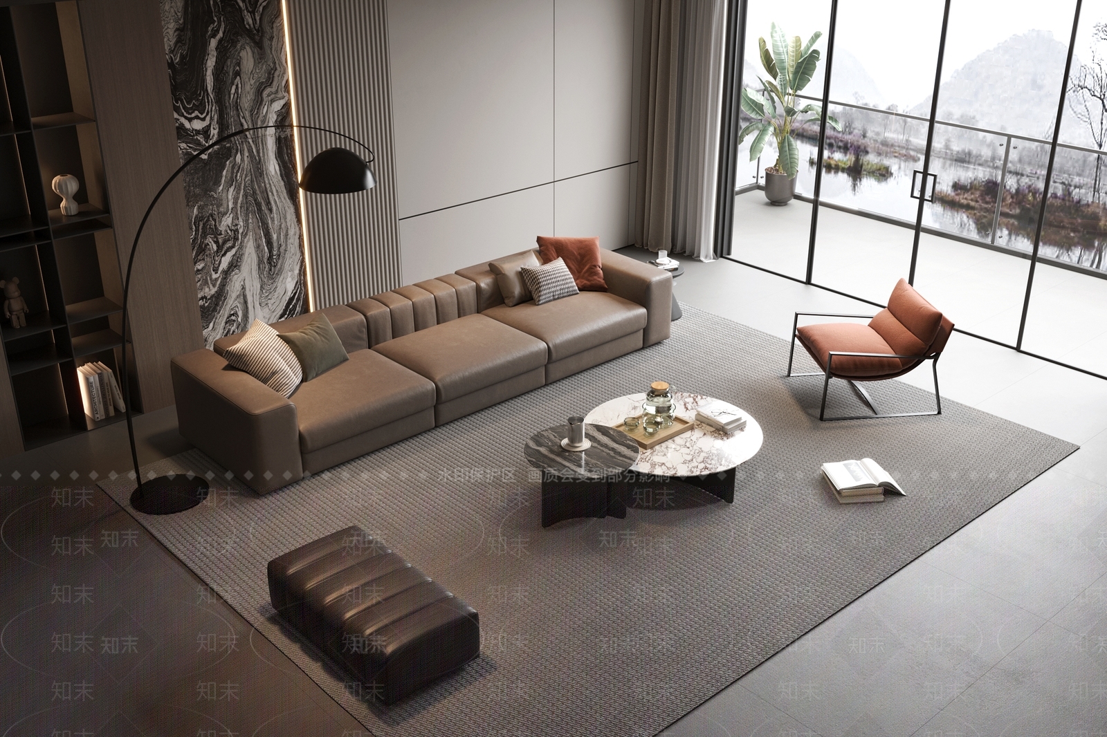 意式极简沙发组合3D模型下载【ID:1231131649】