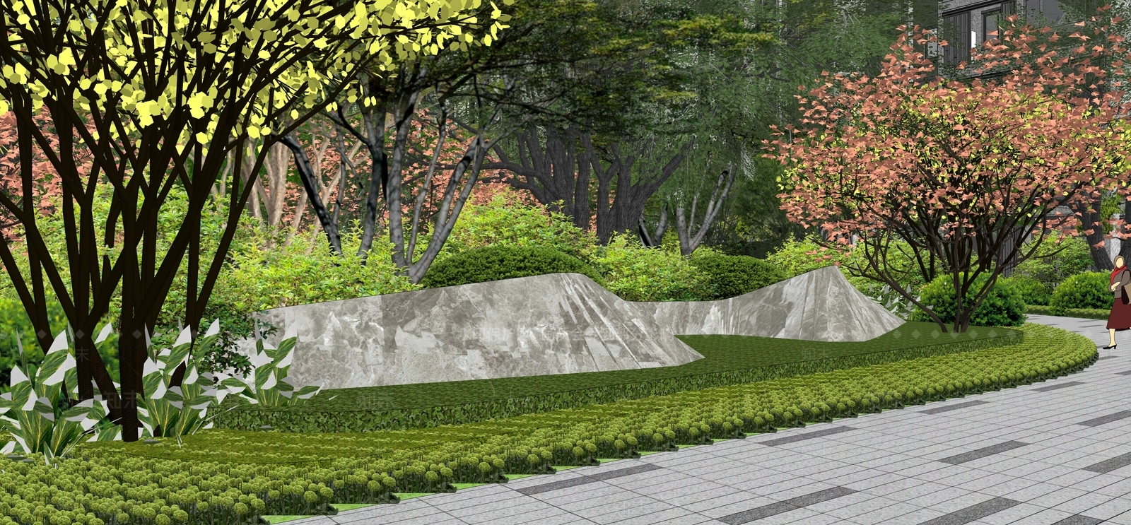 新中式景观小区景观SU模型下载【ID:1231132046】
