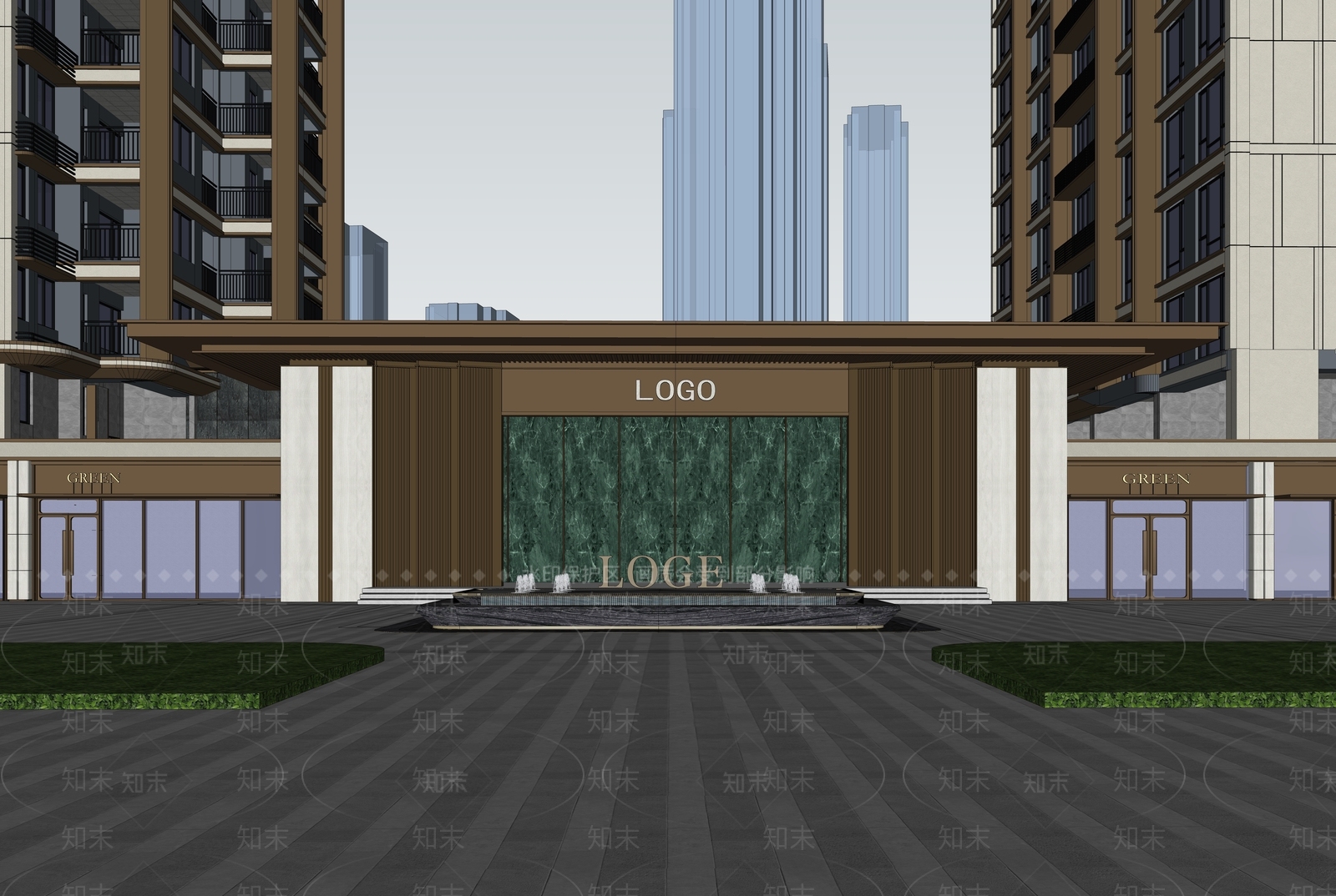 新中式景观入口大门SU模型下载【ID:1231133084】