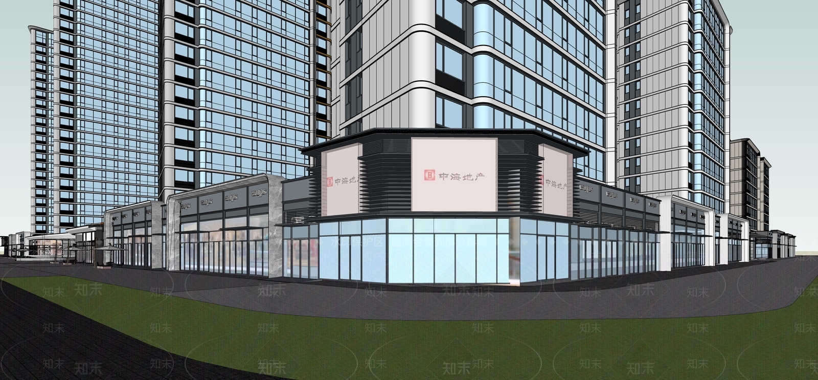 现代主义小区建筑SU模型下载【ID:1231133478】