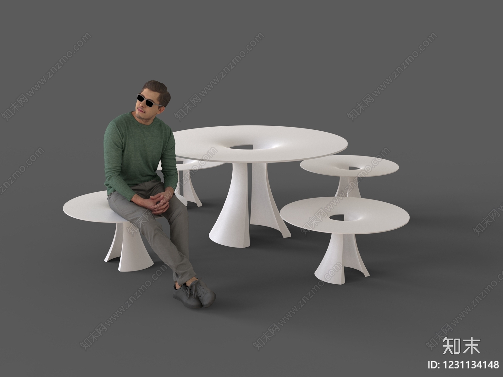 极简休闲桌椅3D模型下载【ID:1231134148】