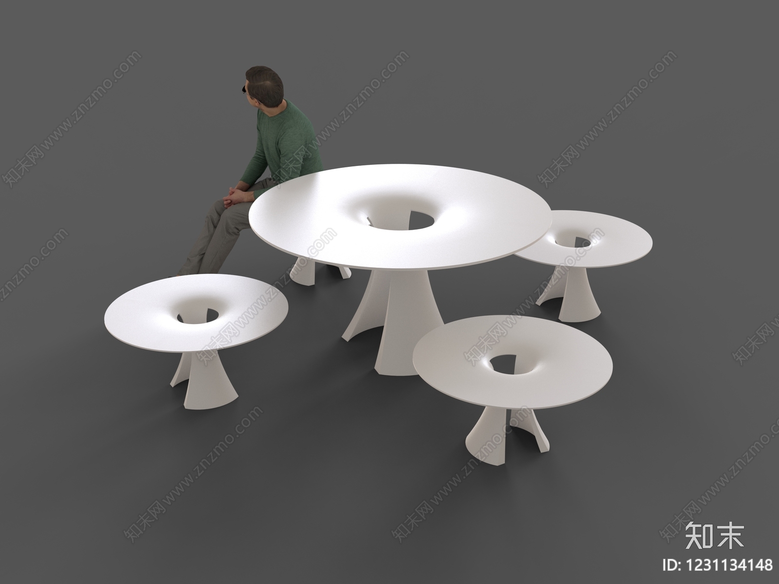 极简休闲桌椅3D模型下载【ID:1231134148】