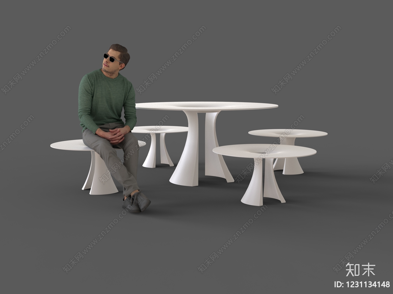极简休闲桌椅3D模型下载【ID:1231134148】