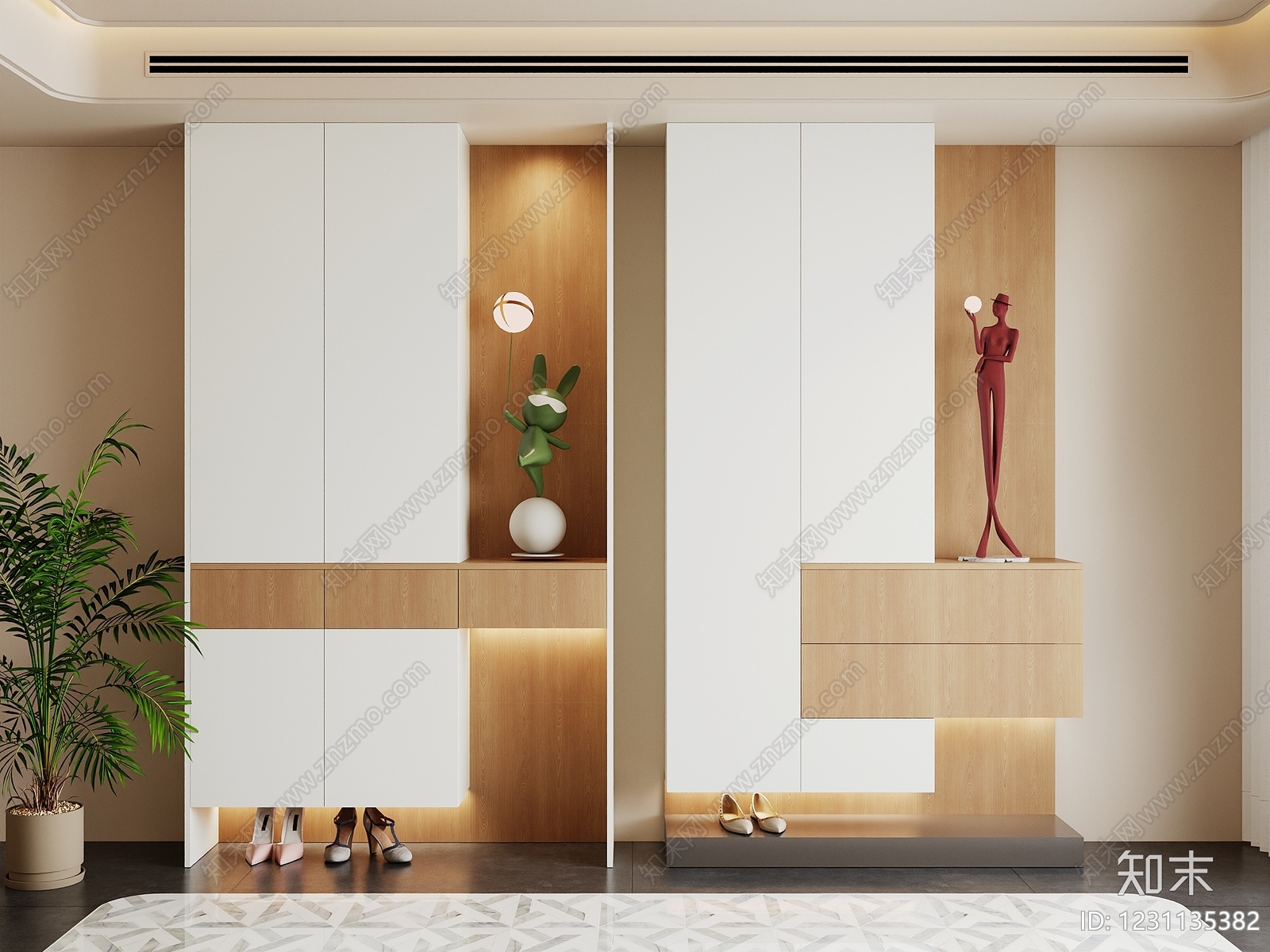 原木风玄关3D模型下载【ID:1231135382】