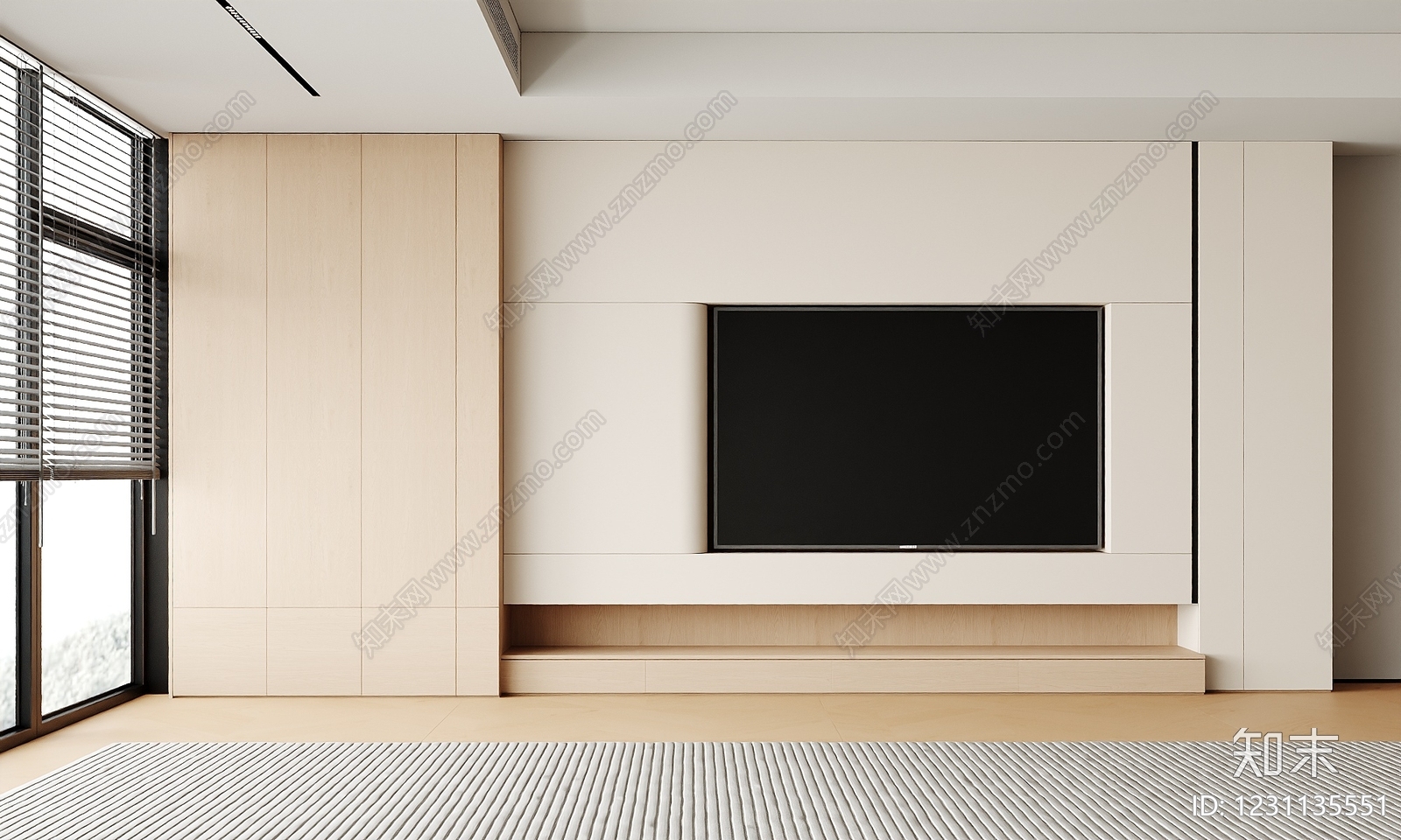 原木风电视背景墙3D模型下载【ID:1231135551】