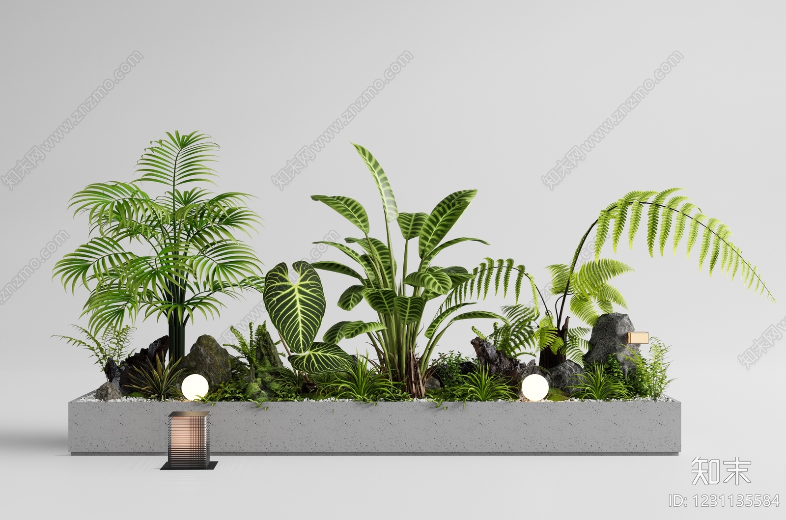 现代植物堆3D模型下载【ID:1231135584】